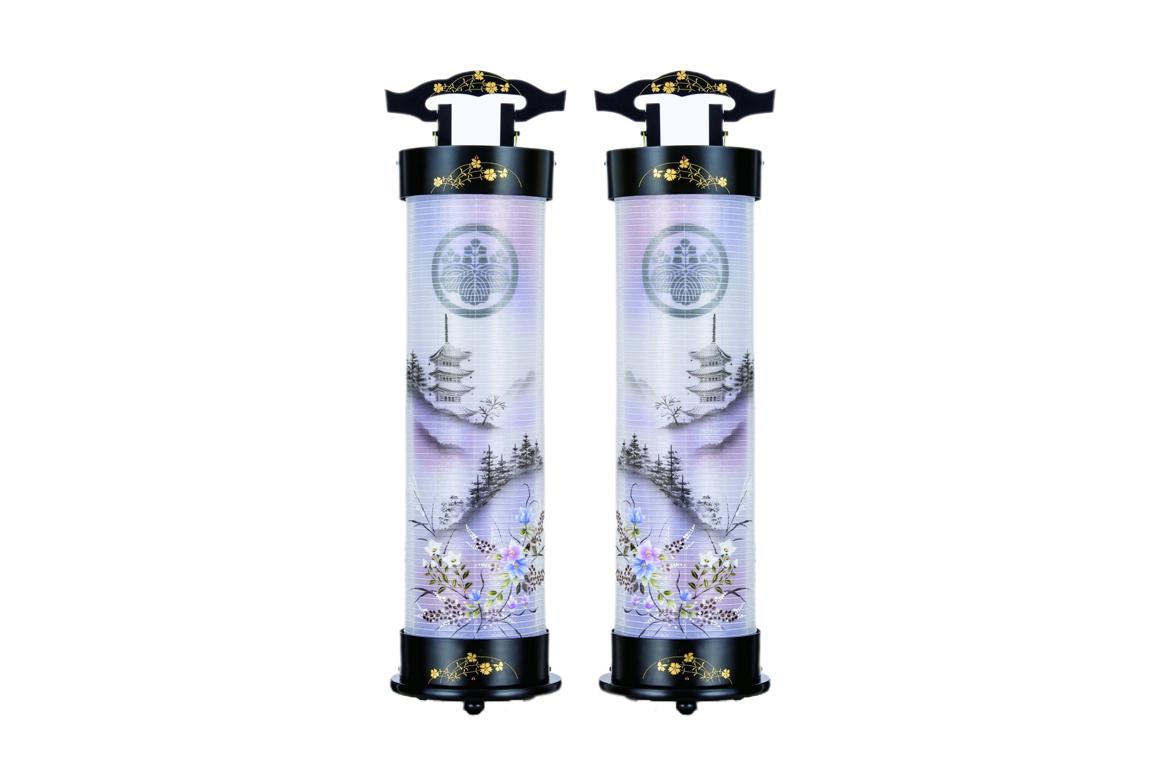 絹 和らく蒔絵 塔仙花 二重張（住吉台付）盆提灯 茨城県ひたちなか市 節句人形専門店 人形の桜井 水戸市 那珂市 東海村 日立市 笠間市 大洗町