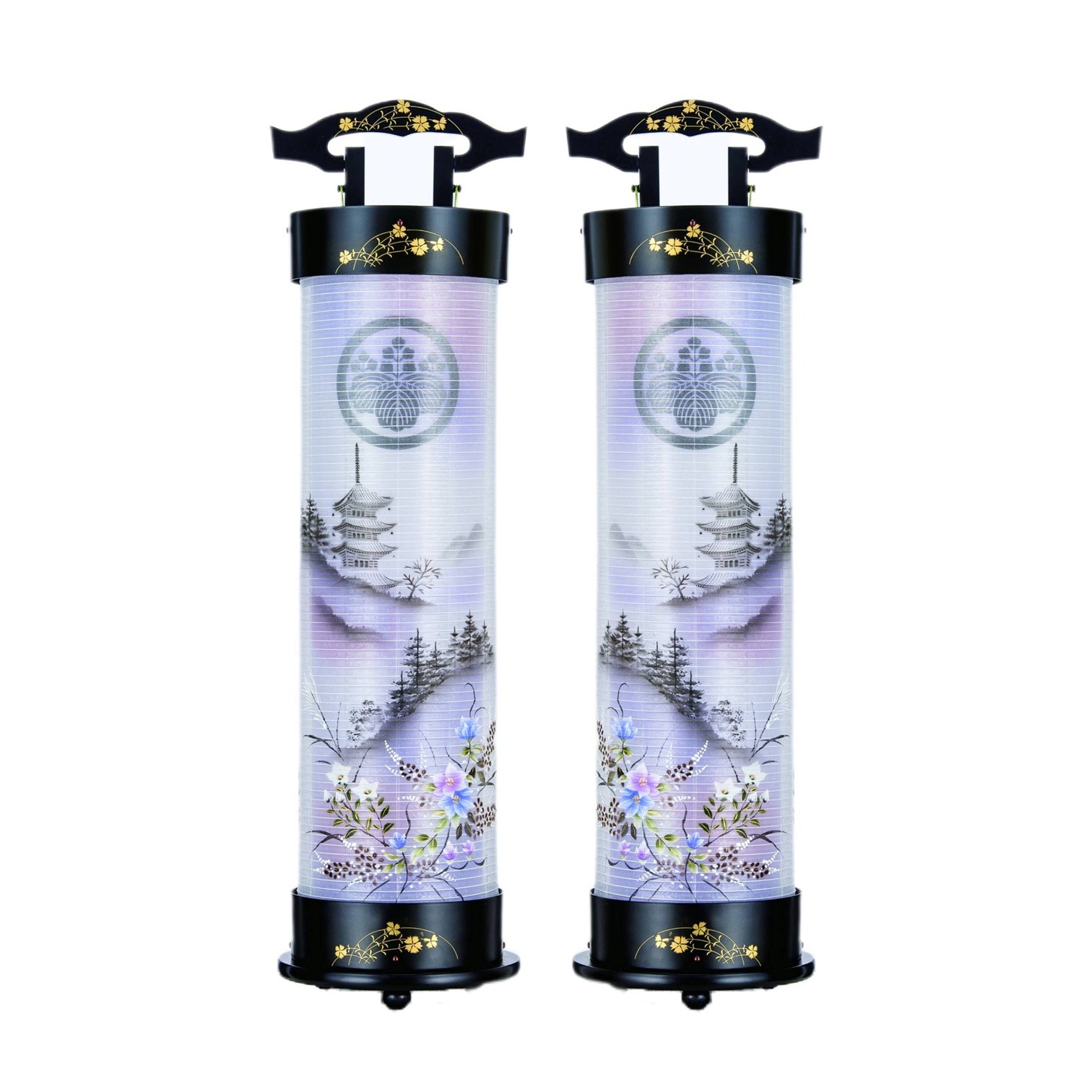 絹 和らく蒔絵 塔仙花 二重張（住吉台付）盆提灯 茨城県ひたちなか市 節句人形専門店 人形の桜井 水戸市 那珂市 東海村 日立市 笠間市 大洗町